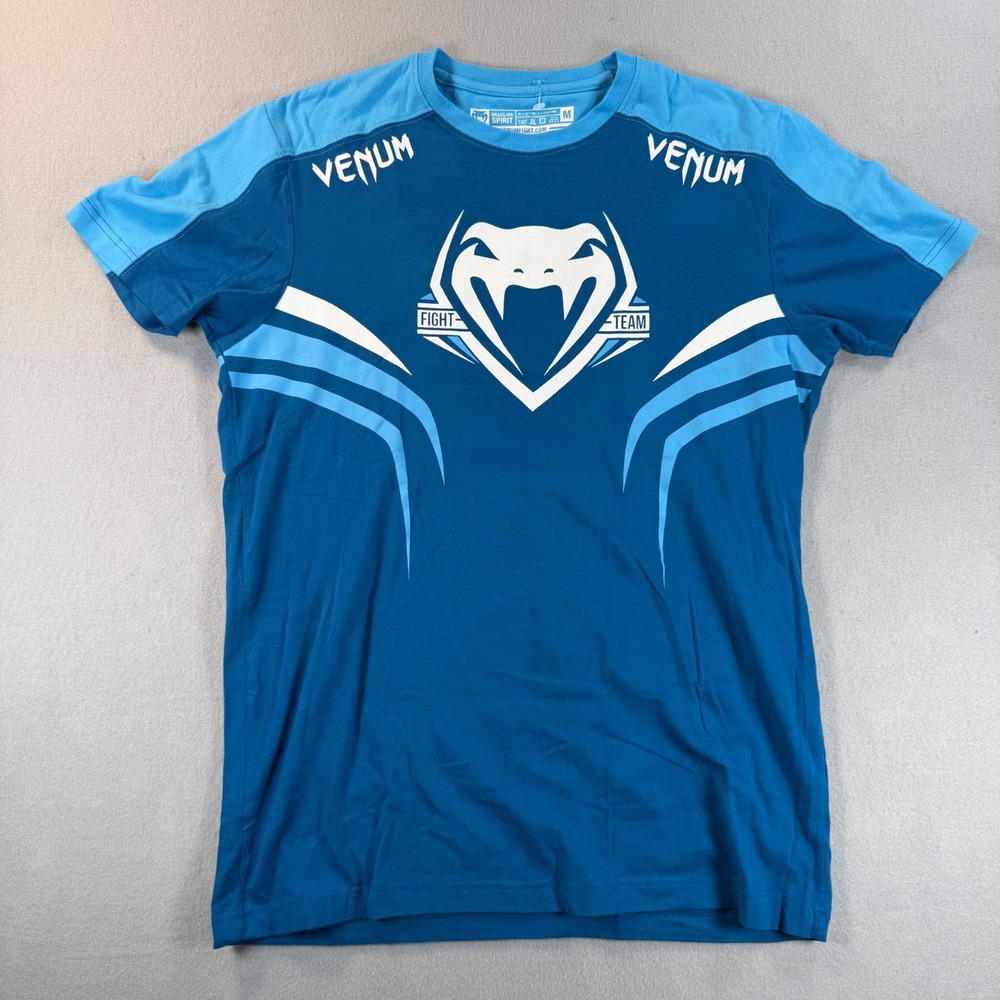 Venum Brazilian Spirit Fight Team T-Shirt Mens Medium Blue MMA Training Gym Tee